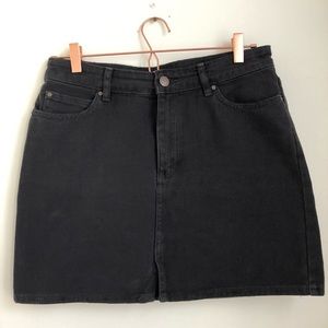 Black denim skirt